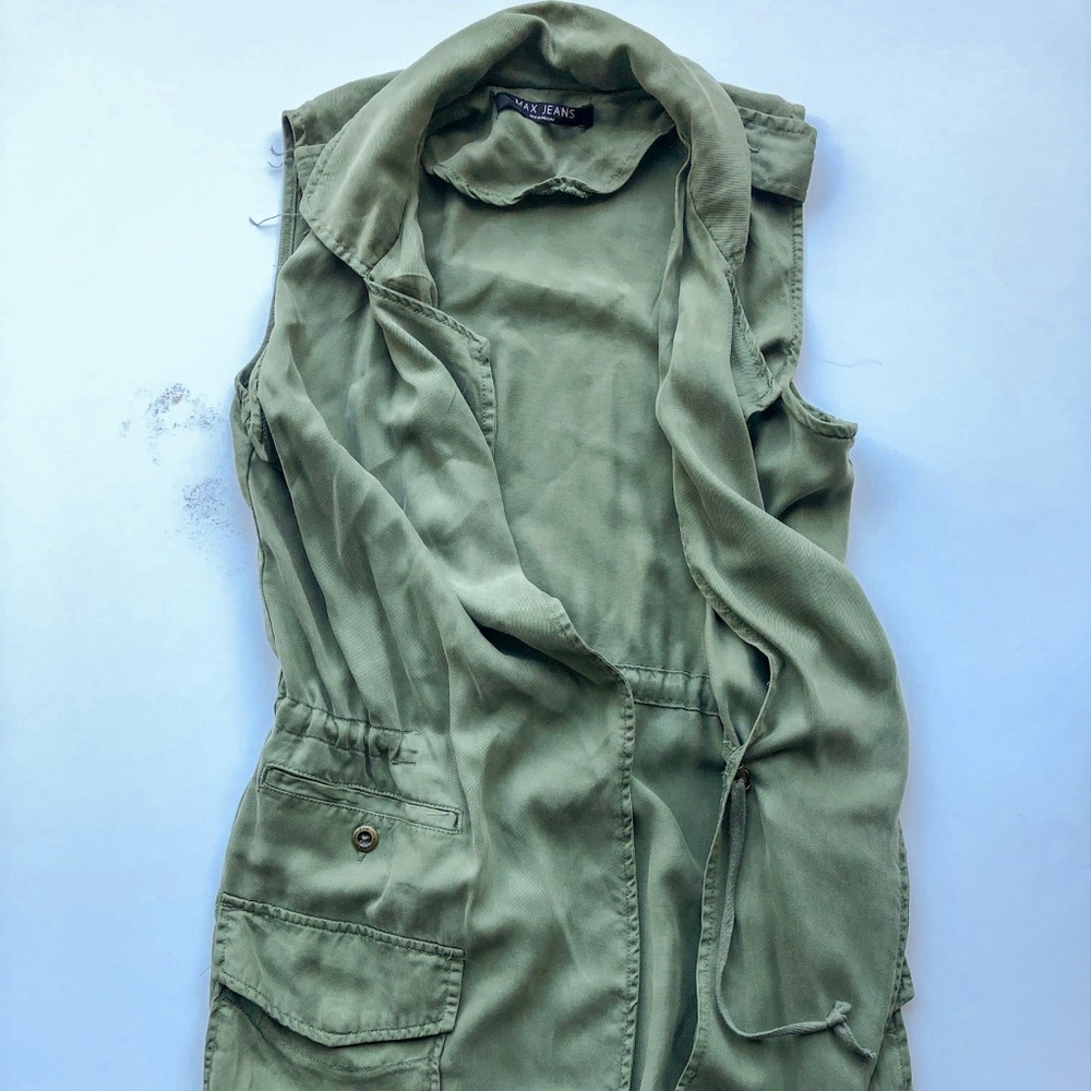 Long Green Utility Vest